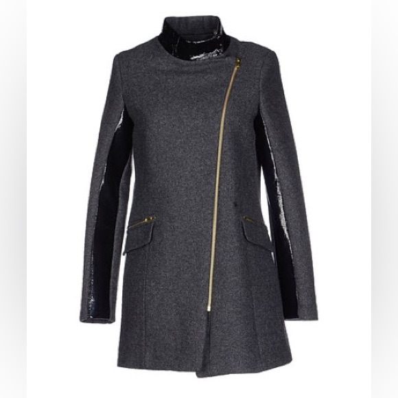 Axara Paris Asymmetrical Wool Coat Made In France Size 36 (Us S)